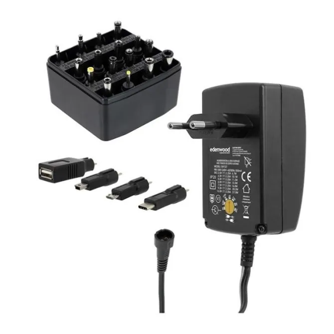 Alimentation EDENWOOD universelle 3 à 12V - 27W USB-C + 20 connecteurs