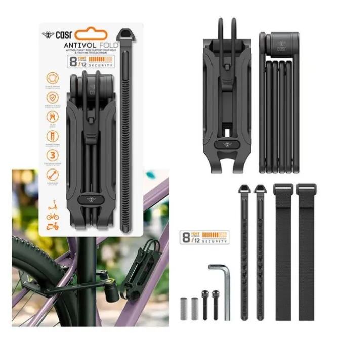 Antivol pliant CASR avec support vélo et trottinette