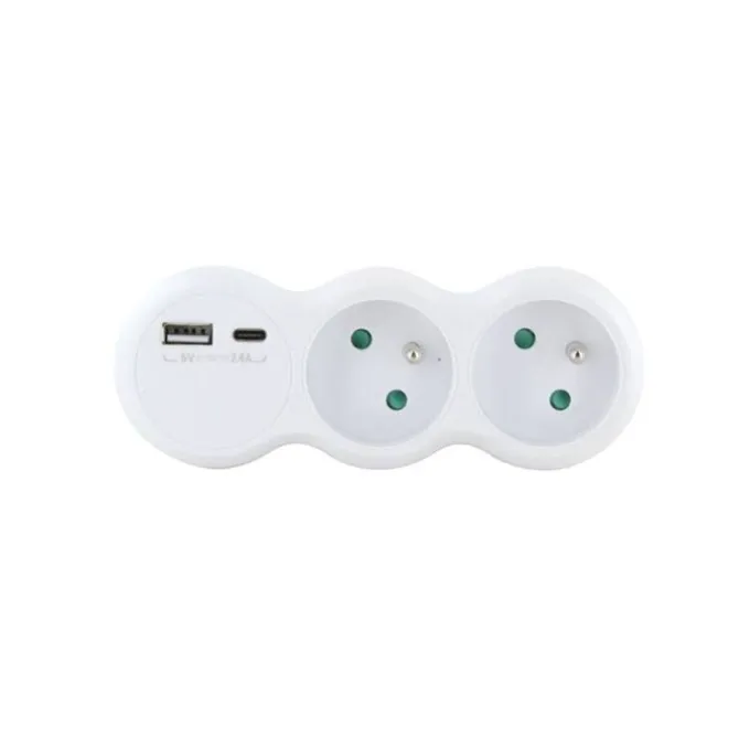 Biplite ELECTRO DEPOT 16A + 2 USB Blanche
