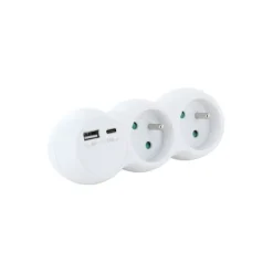 Biplite ELECTRO DEPOT 16A + 2 USB Blanche