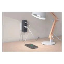 Biplite QUARX 2 prises + 1 USB-A + 1 USB-C Noire