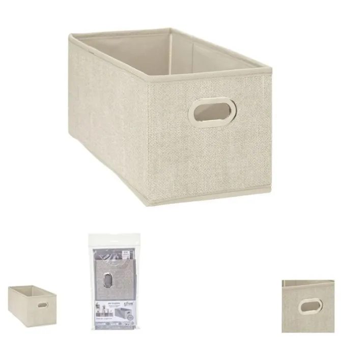 Boîte de rangement pliable beige chiné 15x31 cm