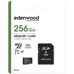 Carte Mémoire micro SD 256 Go EDENWOOD + Adaptateur – Ultra Stockage et Performance
