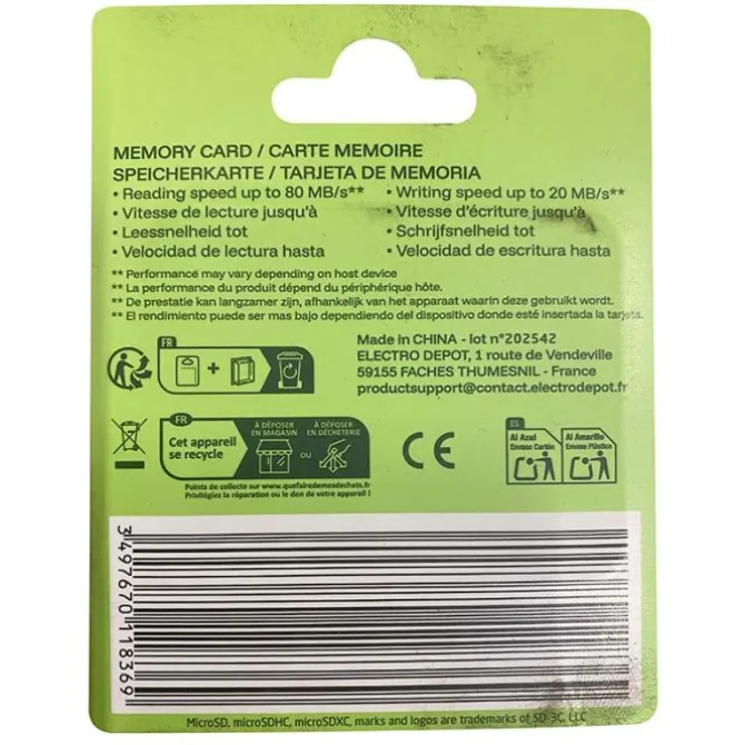 Carte Mémoire micro SD 16 Go HIGH ONE + Adaptateur – Stockage Fiable et Économique