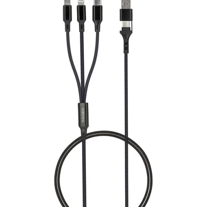 Câble 3 en 1 Lightning, Micro USB et USB-C / USB et USB-C SEDEA Noir