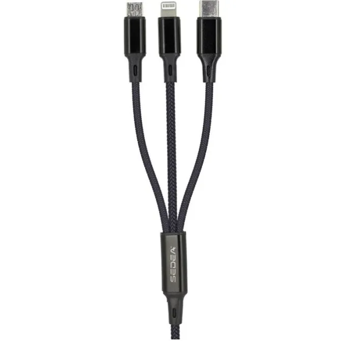 Câble 3 en 1 Lightning, Micro USB et USB-C / USB et USB-C SEDEA Noir