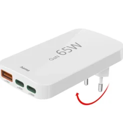 Chargeur rapide HAMA, 2 USB-C, 1 USB-A, mini-chargeur plat, PD, 65 W