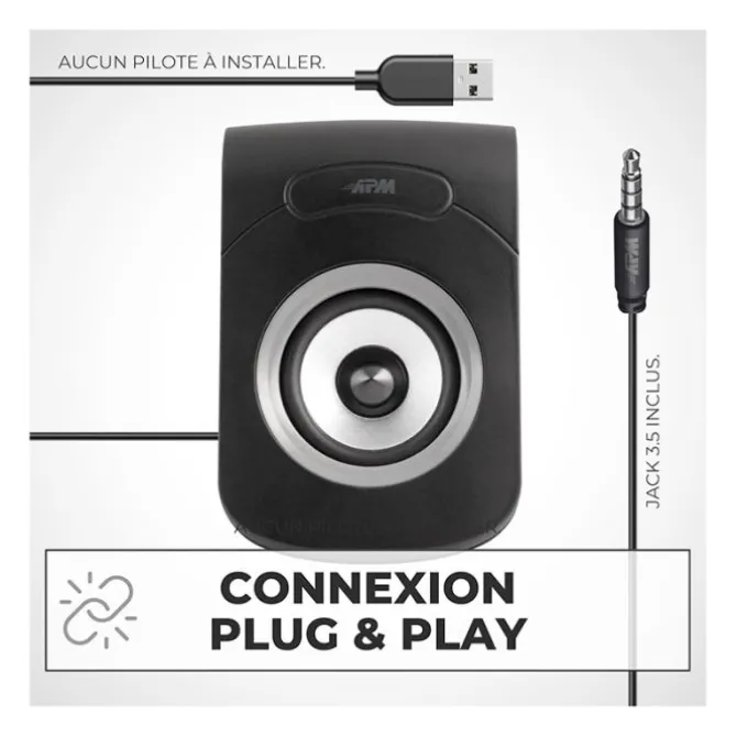 Enceintes APM Filaires USB 2.0 - Duo Haut-Parleurs PC