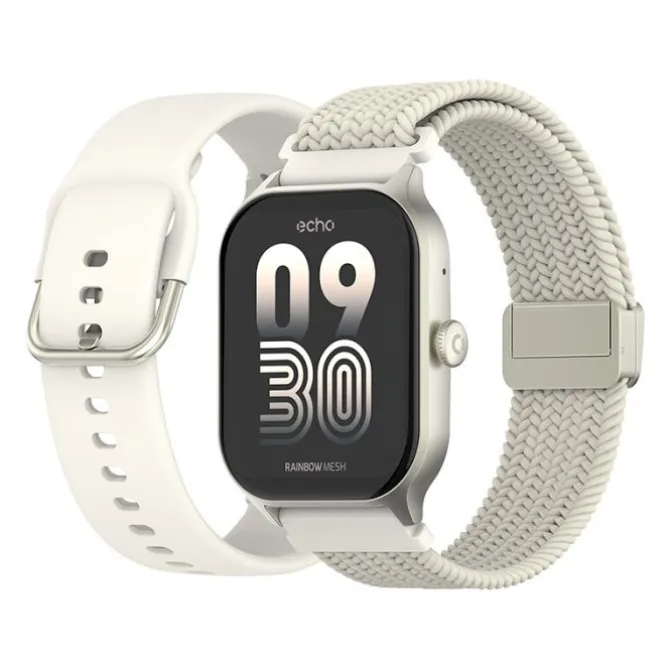 Montre connectée Echo Rainbow Mesh Blanche - 2 Bracelets