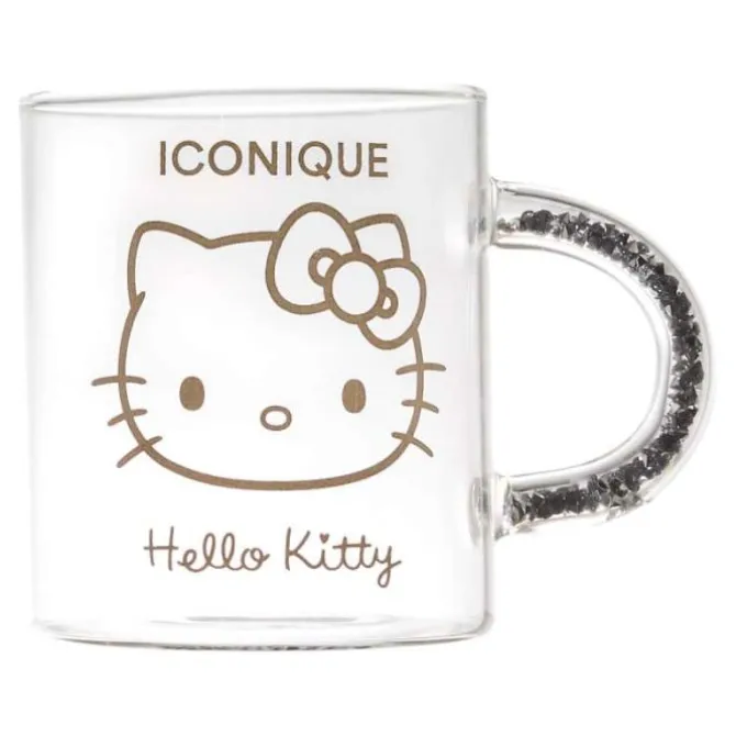 Mug verre 30CL Hello Kitty anse paillettes