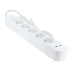 Multriprise ELECTRO DEPOT 5 prises + 2 USB Blanche - Cable 1.5m
