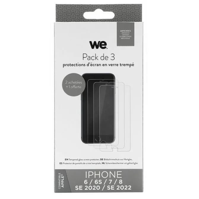 Pack de 3 Films de protection WE APPLE iPhone 7/8/SE