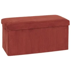 Pouf double 76x38x38cm velours terracotta