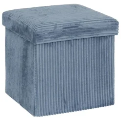 Pouf pliable 38Xx38cm velours bleu