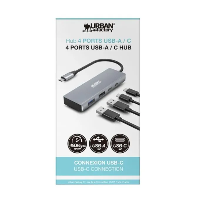 Starter pack URBAN FACTORY sacoche + souris sans fil + hub + tapis de souris + support PC