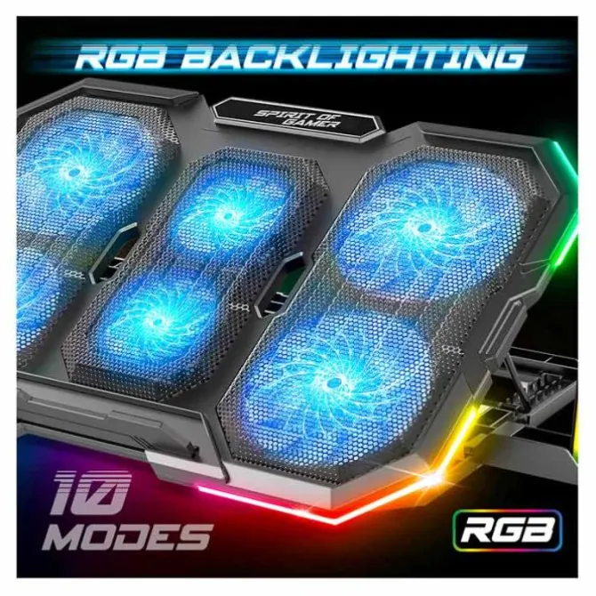Support de refroidissement pour ordinateur SPIRIT OF GAMER Airblade 700 jusqu'à 17.6" RBG + support de téléphone