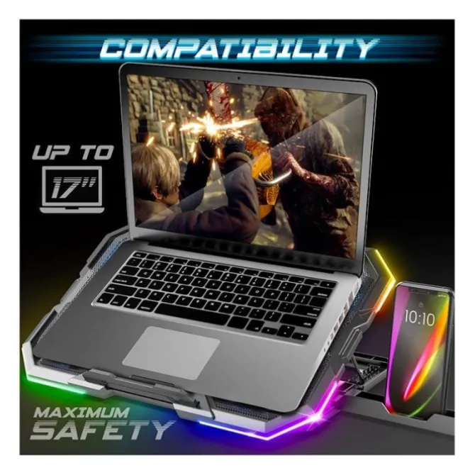 Support de refroidissement pour ordinateur SPIRIT OF GAMER Airblade 700 jusqu'à 17.6" RBG + support de téléphone