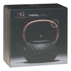 Théière en fonte 1L flower noire