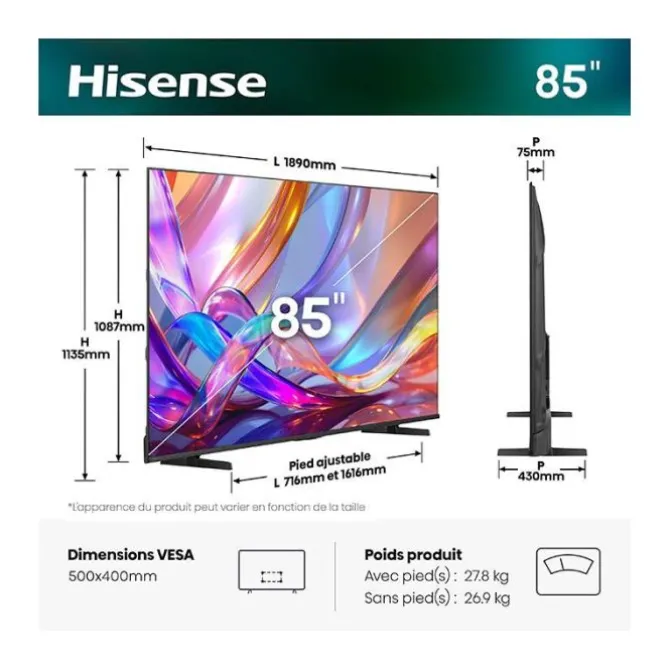 TV QLED 85" HISENSE 85E7S